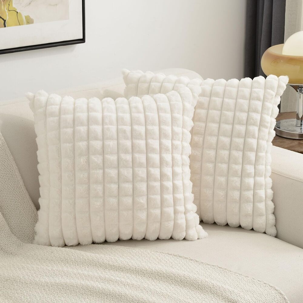 9922 Cream White Decorative Throw Pillow Covers 16x16 Inch Set of 2,Square